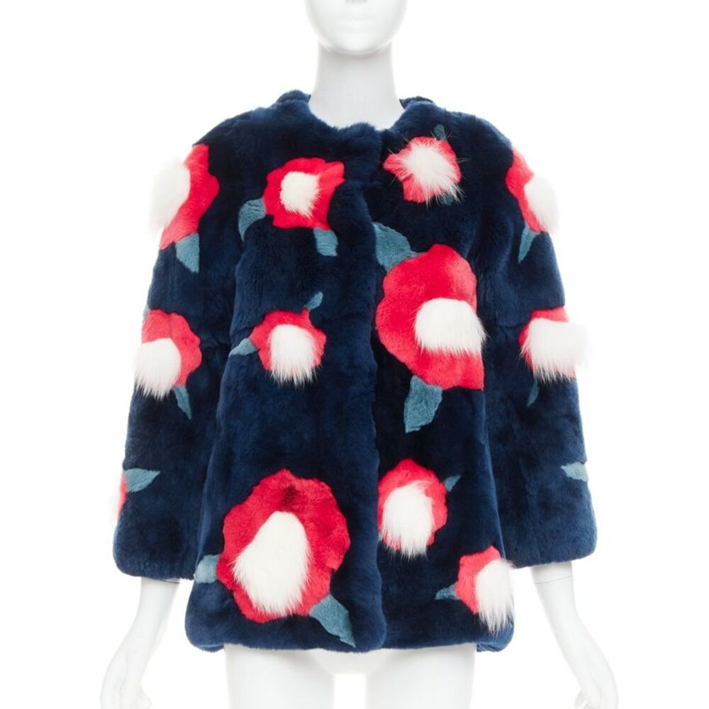 Yves Salomon Kids Rabbit Mink Patchwork Coat